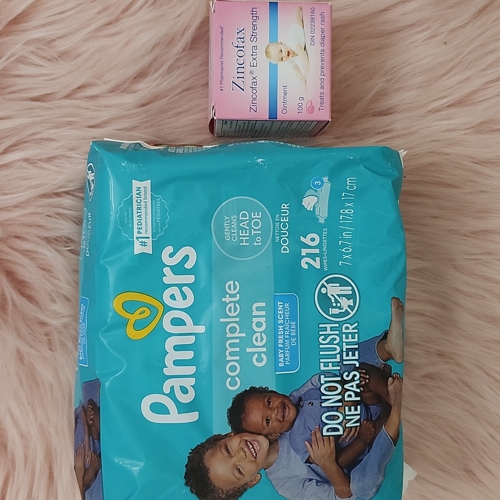 BABY CARE!! Brand New  PAMPERS COMPLETE CLEAN WIPES & ZINCOFAX OINTMENT